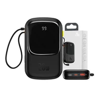 Powerbank Baseus Qpow PRO ar Lightning kabeli, USB-C portu un USB 20000mAh, 20W (melns)