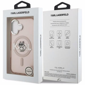 Karl Lagerfeld IML Choupette Sketch Logo MagSafe iPhone 16 Case - Pink