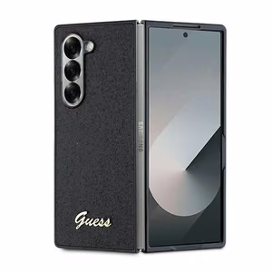 Guess 4G Mirdzošs Uzraksts Viedtālruņa apvalks Samsung Galaxy Z Fold 6 - Melna
