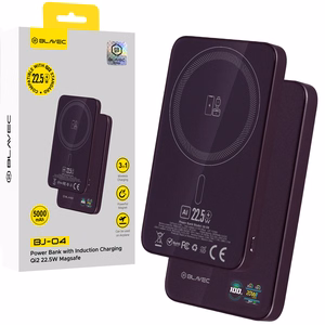 Blavec BJ-04 5000 mAh īpaši plāns magnētisks ārējais akumulators ar MagSafe, 7,8 mm, USB-C, 22,5 W, 3 vienā (PBBJ04-MC5P) (krāsa: violeta)