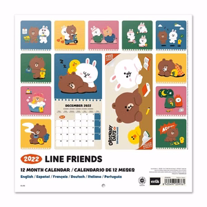 Line Friends 2022. gada kalendārs, 30 × 30 cm