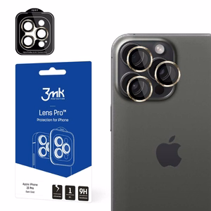 3mk Lens Protection Kameras vāciņš ar zelta rāmi iPhone 15 Pro