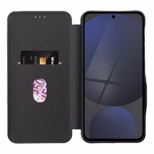 FOLIO sānu magnētiskais grāmatas tipa viedtālruņa apvalks, savietojams ar S-PEN, paredzēts SAMSUNG S25 ULTRA, melns