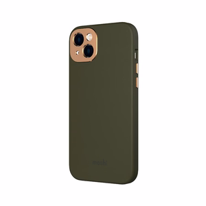 Moshi Napa vāciņš ierīcei iPhone 14 Plus, saderīgs ar MagSafe, no vegānās ādas, “Juniper Green” krāsā