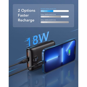 VEGER portatīvais lādētājs 20000 mAh PD QC3.0 2A 22,5W S20 (W2053) melna
