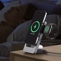 Blavec indukcijas lādētājs BQI-05 Qi 15W magnētiskais Magsafe 3 in 1 UniCharge (BQI05-QIMS) sudraba krāsā