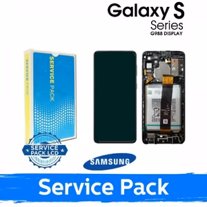 Ar Samsung G998 S21 Ultra saderīgs LCD displejs ar rāmi / fantommelns / (servisa komplekts) +AR AKUMULATORU