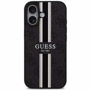 Guess 4G MagSafe futrālis iPhone 17 ar apdrukātu svītru apdruku - melns