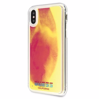 Guess GUHCPXGLCPI iPhone X/Xs rozā cietais maciņš California Glow tumsā
