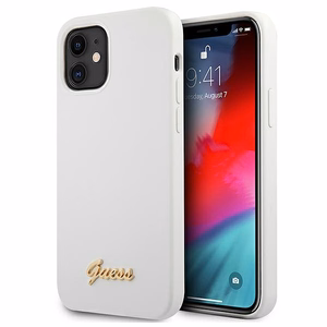 Guess GUHCP12SLSLMGWH iPhone 12 mini 5.4" белый/белый жёсткий чехол Metal Logo Script