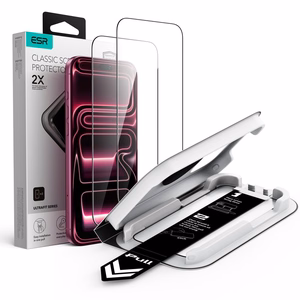 ESR UltraFit Classic 2 rūdītu stiklu komplekts, paredzēts iPhone 18 Pro / 17 Pro, melns