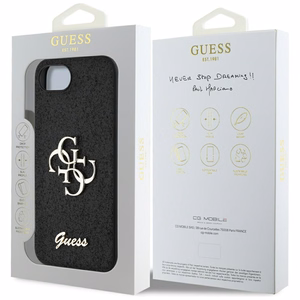 Guess Fixed Glitter Big 4G viedtālruņa apvalks iPhone 16e - melns