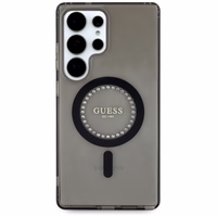 Guess Kristāli Drukāts Klasiskais Logotips Magnētiskais Samsung Galaxy S25 Ultra viedtālruņa apvalks melna