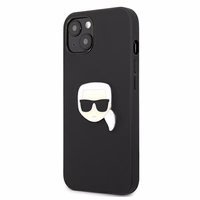 Karl Lagerfeld Ādas Ikonik Karl's Head Metāla apvalks iPhone 13 mini - melns