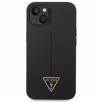 Guess GUHCP14SSLTGK iPhone 14 6.1" melns silikona apvalks viedtālrunim ar trikampu dizainu