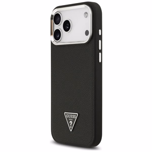 Guess Graudains Trīsstūra logotips Magnētiskais apvalks viedtālrunim iPhone 17 Pro Max - melns