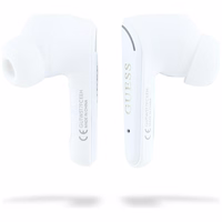 Bezvadu austiņas TWS Guess Flat Classic Logo Galvanizēts balts