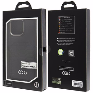 Audi Sintētiskās ādas viedtālruņa apvalks ar Magnētisko iPhone 15 Pro Max - melns