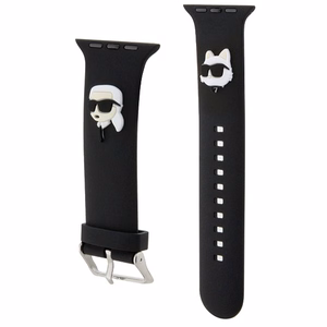Karl Lagerfeld 3D резиновый ремешок Karl&Choupette Heads Apple Watch 42/44/45/49mm - черный