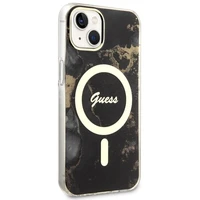 Guess GUHMP14MHTMRSK iPhone 14 Plus 6.7" Viedtālruņa apvalks melns/melns zelta marmora Magnētiskais