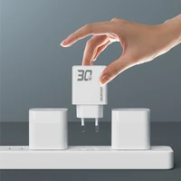 GaN Dudao A30EU 30W USB-A / USB-C sienas lādētājs - balts