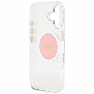 Guess IML Metal Colored Circle Classic Logo Magnētiskais viedtālruņa apvalks iPhone 16 - rozā