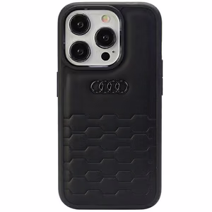 Audi GT Sintētiskā ādas viedtālruņa apvalks iPhone 15 Pro - melns
