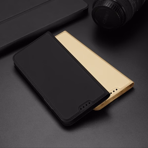 Dux Ducis Skin Pro Case For Xiaomi Redmi 11A / Poco C55 / Redmi 12C Cover Flip Card Wallet Stand Gold