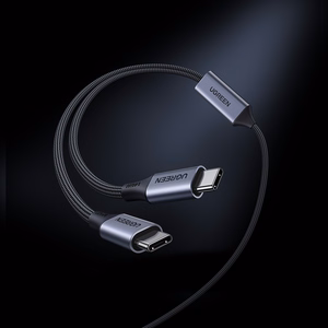 Ugreen 2in1 USB-C kabelis - 2xUSB-C PD 140W 2m - melns