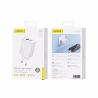 FONENG tīkla lādētājs EU66 PD 20W 1xUSB-C + 1xUSB QC3.0 balts