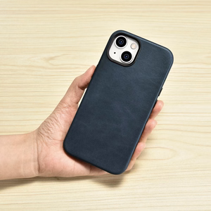 Чехол iCarer Oil Wax Premium Leather для iPhone 14 Plus магнитный кожаный с MagSafe тёмно-синий