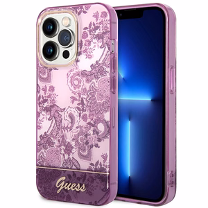 Guess Porcelain Collection viedtālruņa apvalks iPhone 14 Pro Max - fuksīna