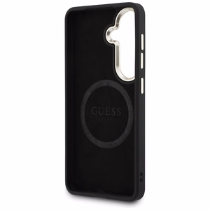 Guess maciņš Saffiano Peony Embossed Ring MagSafe priekš Samsung Galaxy S26 melns