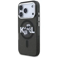 KARL LAGERFELD viedtālruņa apvalks IPHONE 17 Pro, ar magnētisko MagSafe, (KLHMP17LHGKCGKBK, IML Glitter k&C Sketch Logo) melns