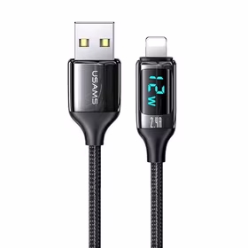 USAMS Pīts kabelis U78 lightning 1.2mLED 2.4A Fast Charging melns/black SJ543USB01 (US-SJ543)