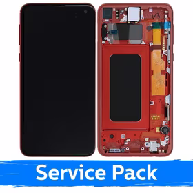 LCD displejs saderīgs ar Samsung G970 S10e ar rāmi / Cardinal Red / (Service Pack)