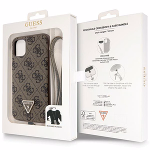 Guess GUHCN61P4TDSCPW apvalks iPhone 11 / Xr - brūns krustenisks 4G metāla logotips