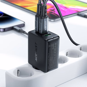 Acefast ātrais lādētājs GaN (2xUSB-C / USB-A) PPS / PD / QC4+ 65W balts (A41)
