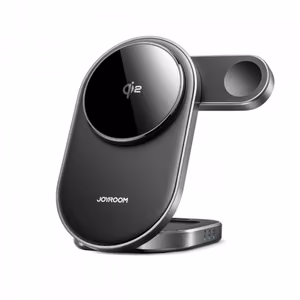 Беспроводное зарядное устройство Joyroom "JR-W17 3in1" чёрное 15W Qi2 (для iPhone / Apple Watch / AirPods)