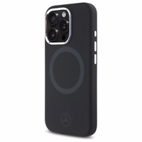 Mercedes silikona tonālais logotips Magnētiskais viedtālruņa apvalks iPhone 16 Pro Max - melns
