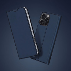 Dux Ducis Skin Pro viedtālruņa apvalks iPhone 16 Pro Max ar atveramu vāciņu un karšu nodalījumu - zils