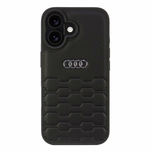 Audi Sintētiskās ādas iPhone 16 6.1" melns/melns cietais apvalks AU-TPUPCIP16-GT/D2-BK