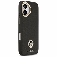 Guess Graudains Strass Logotips Magnētiskais viedtālruņa apvalks iPhone 17 - melns
