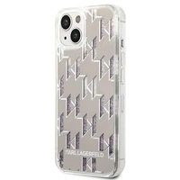 Karl Lagerfeld KLHCP14SLMNMS iPhone 14 6.1 "cietais viedtālruņa apvalks sudraba / sudraba šķidrais mirdzums Monogram