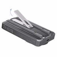 Dudao K29 10000mAh PD 20W Magnētiskā portatīvais lādētājs ar metāla apvalku, statīvu un iebūvētiem USB-C/Lightning kabeļiem - sudraba