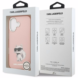 Karl Lagerfeld IML Aquarelle Choupette & Logo magnētiskais viedtālruņa apvalks iPhone 17 - rozā