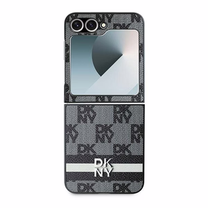 DKNY Checkered Pattern Printed Stripes Viedtālruņa apvalks Samsung Galaxy Z Flip 6 - melns
