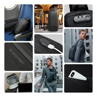 Wozinsky Premium vienpleca pilsētas mugursoma ar pretzagļu aizsardzību, organizatoru un USB - melna