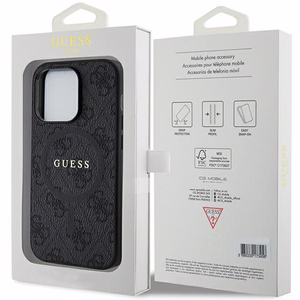 Guess viedtālruņa apvalks iPhone 15 Pro Max 6,7" GUHMP15XG4GFRK melns HC MAGSAFE PU 4G RING CLASSIC LOGO