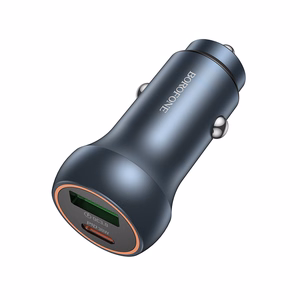 Borofone Auto lādētājs BZ32B Fresh - USB + C tipa - QC 3.0 PD 48W pelēks